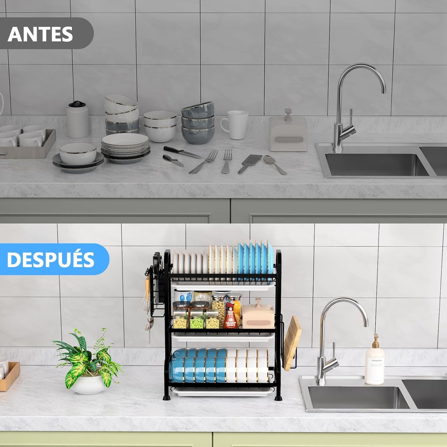 ESTANTE ESCURRIDOR DE PLATOS 3 NIVELES