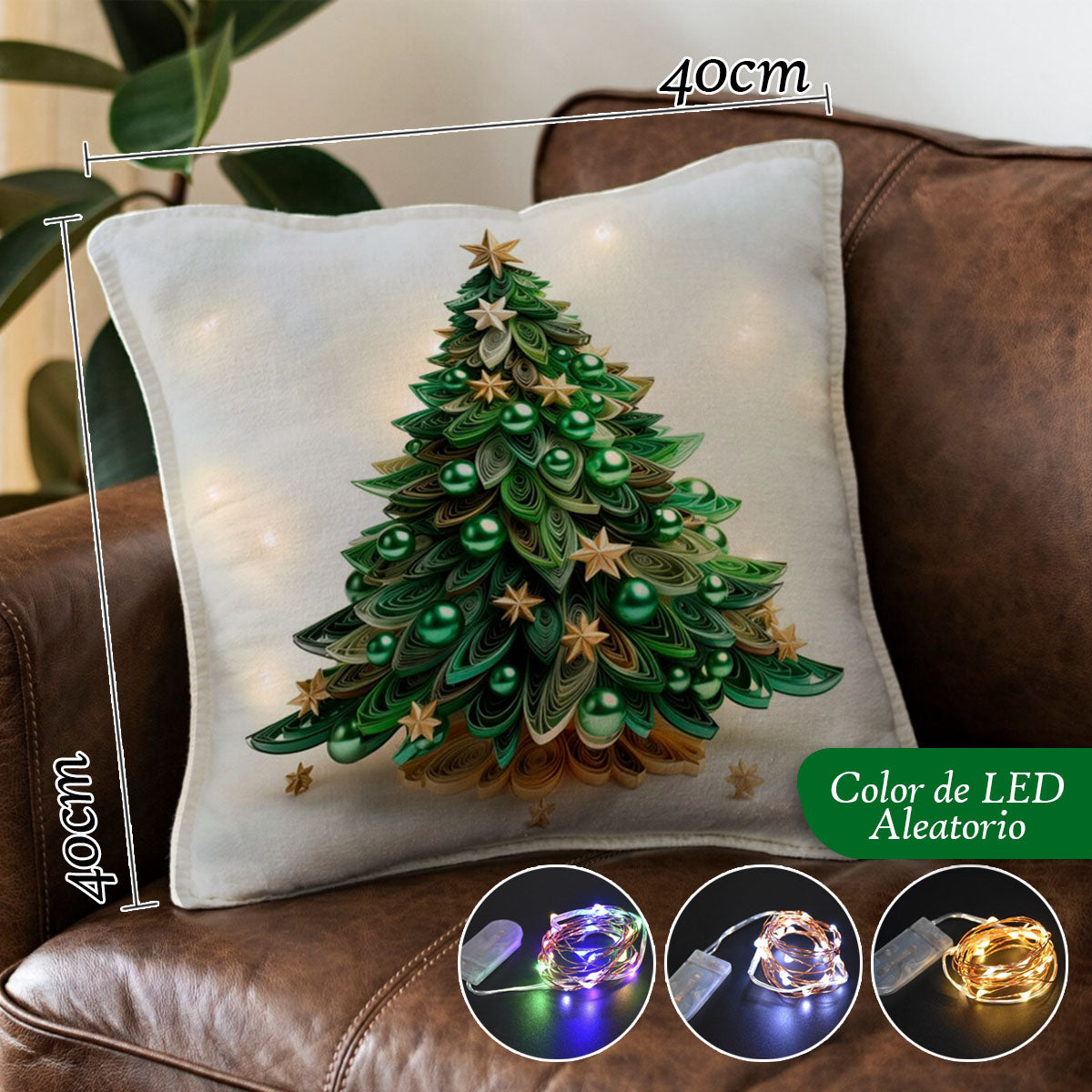 Cojines Navideños x4 Con Luces