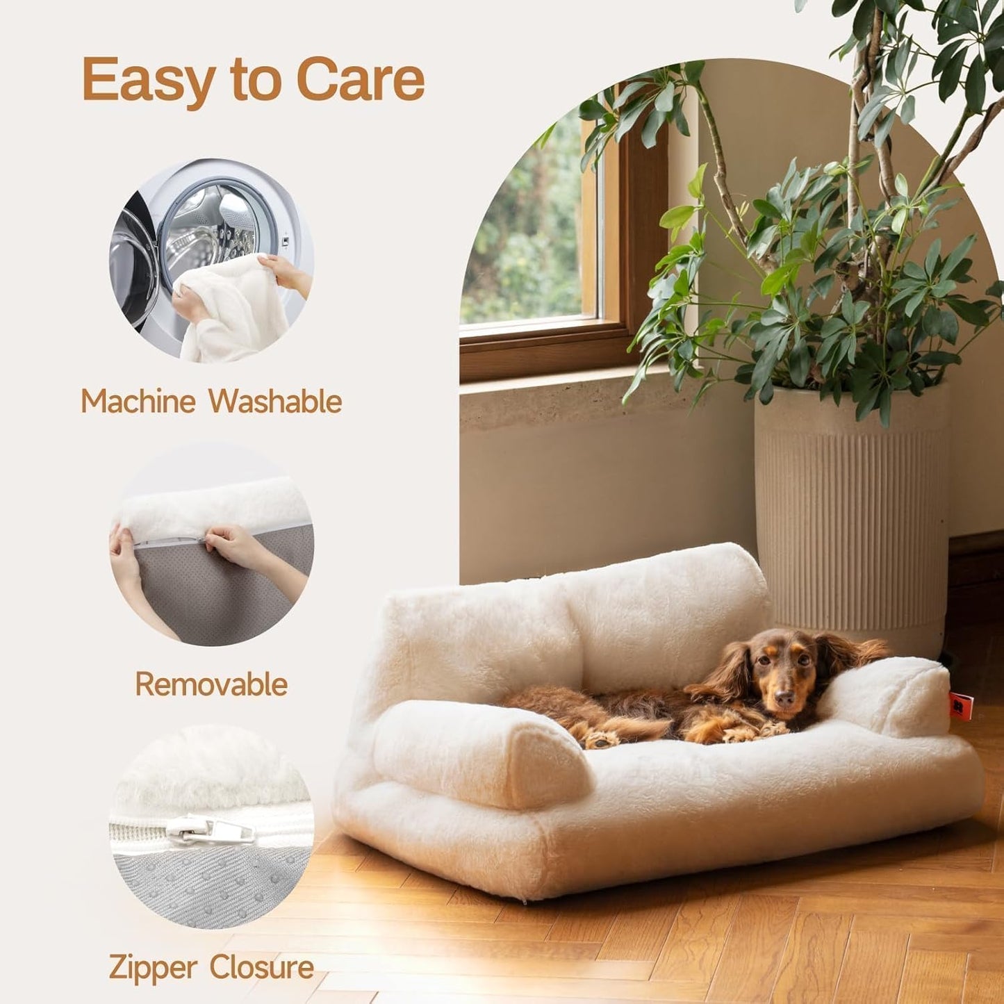 SOFA PARA MASCOTAS COLOR HUESO
