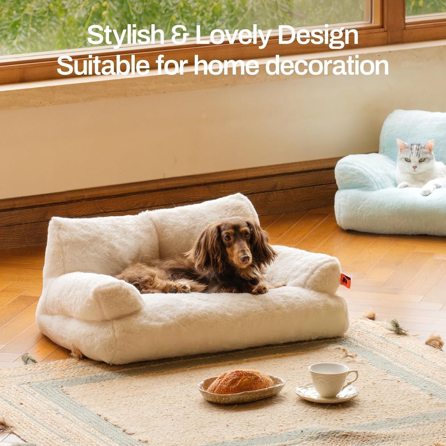 SOFA PARA MASCOTAS COLOR HUESO