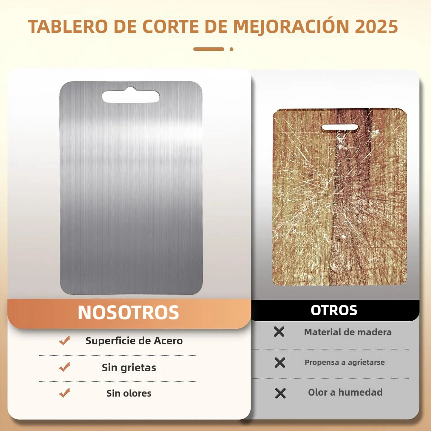 TABLA PARA PICAR EN ACERO INOXIDABLE