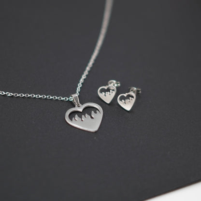 JUEGUITO ECO CORAZON CON FUEGO PLATEADO