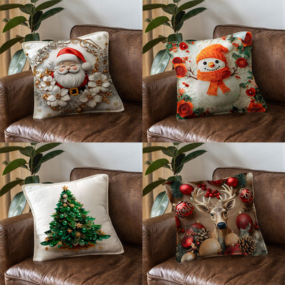 Cojines Navideños x4 Con Luces