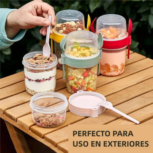 TAZA PORTATIL  SnackMate™ + Cuchara y tenedor