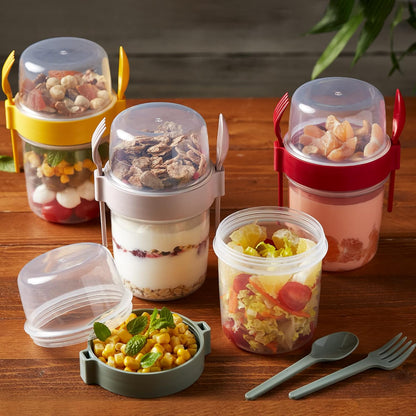 TAZA PORTATIL  SnackMate™ + Cuchara y tenedor