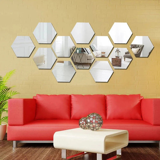 ESPEJOS HEXAGONALES POR 12 UNIDADES